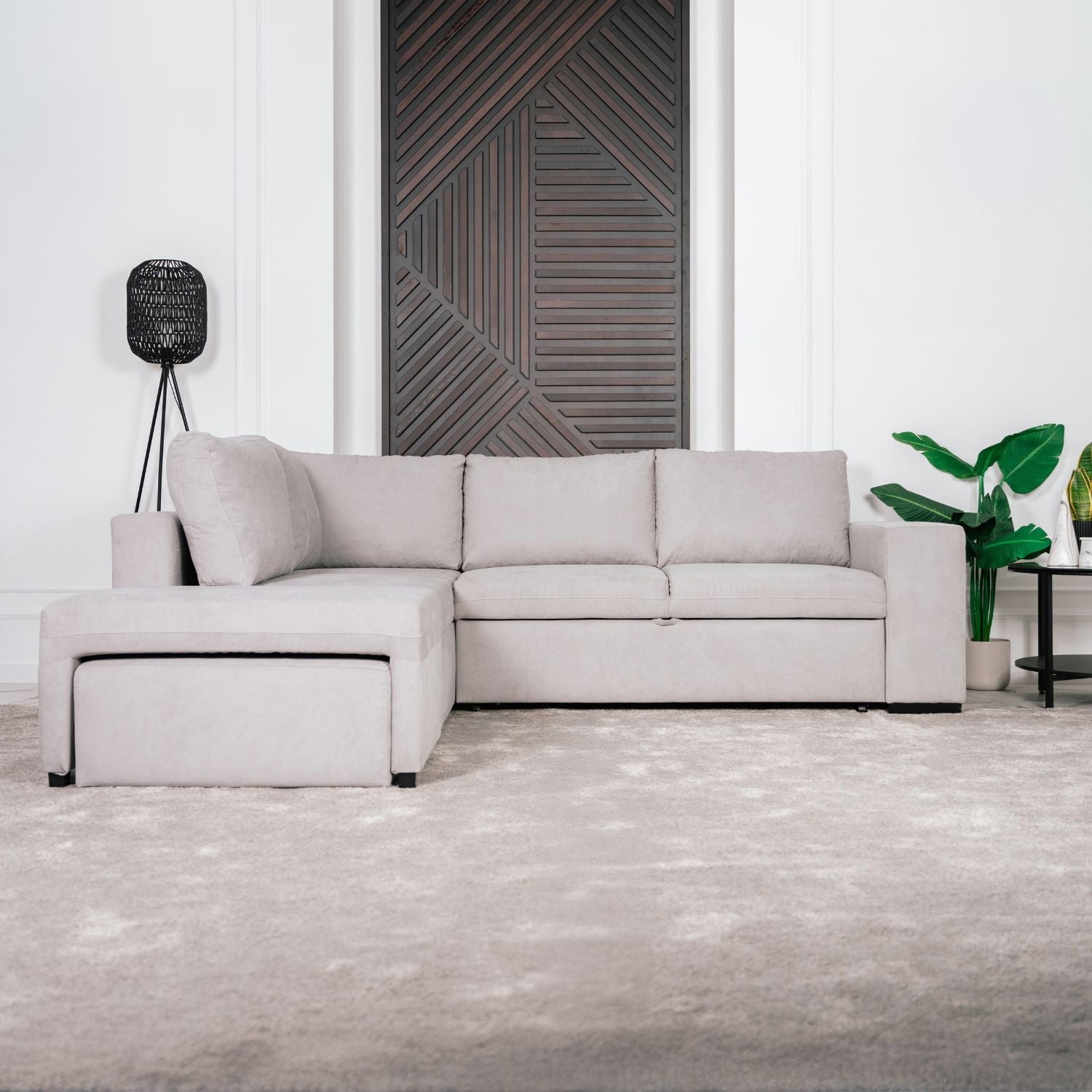 4 Seater Corner Sofa Bed with Pouf and Extra Storage - Zurie