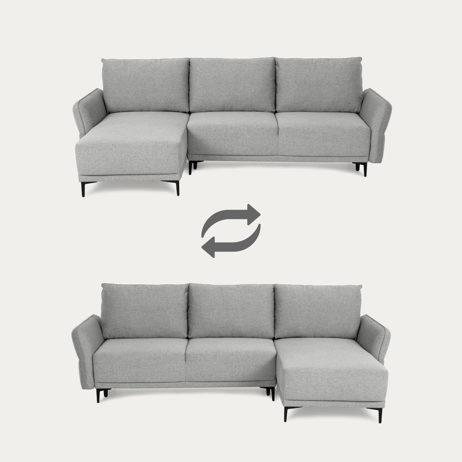Sofá Cama 4 Plazas con Chaise Longue Reversible - Toby
